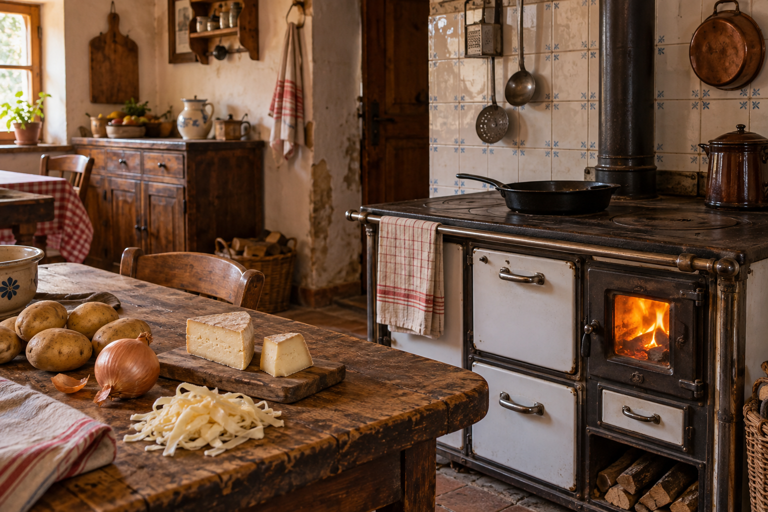 La cucina della cascina alla fine della giornata